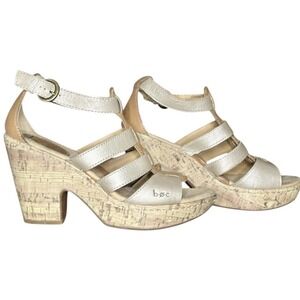 B.O.C Leather Gladiator Platform Sandals Size 8 Cork Chunky Heel Boho